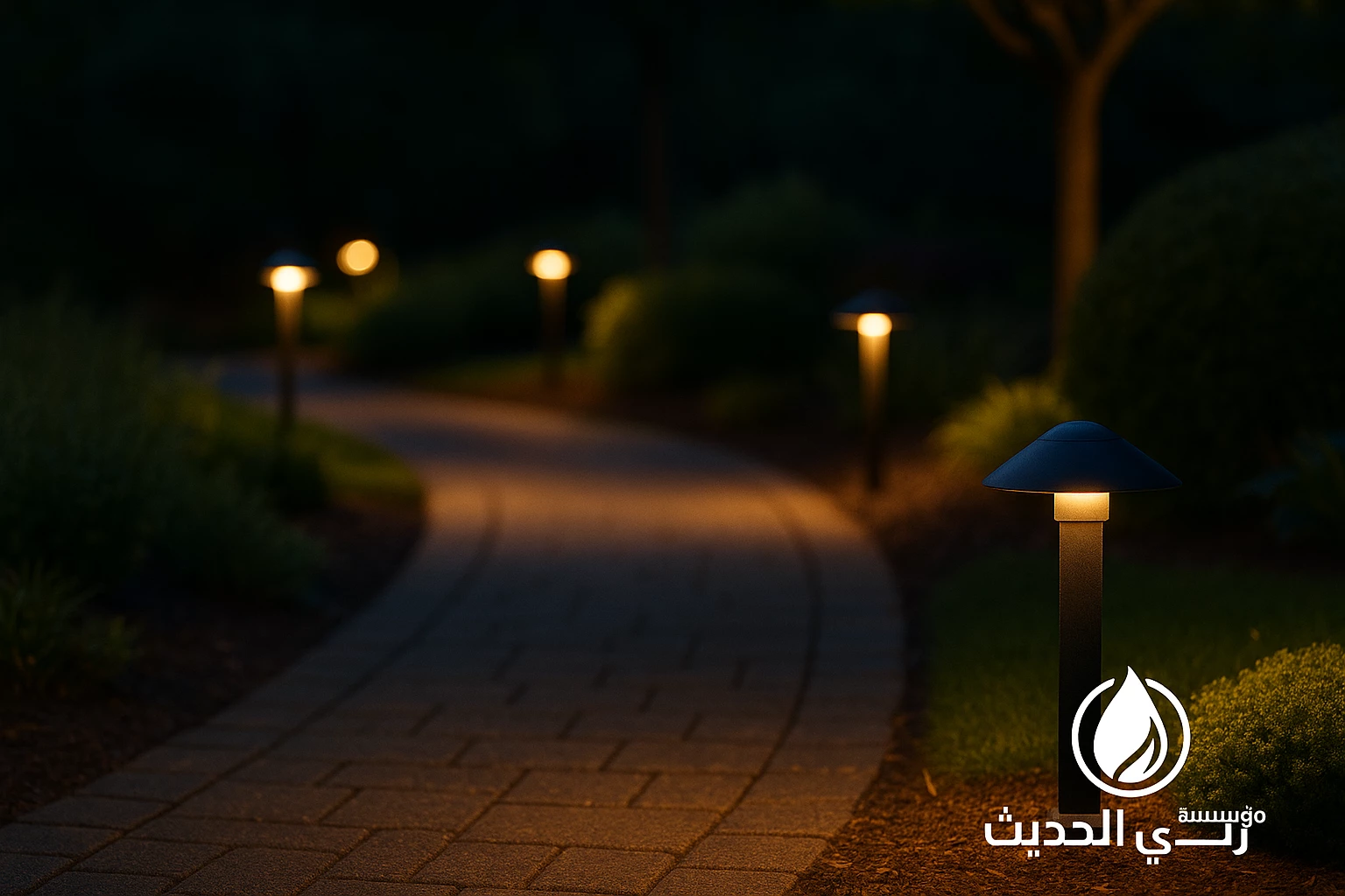 إنارة ليد احترافية تضيء حديقة وممرات فيلا